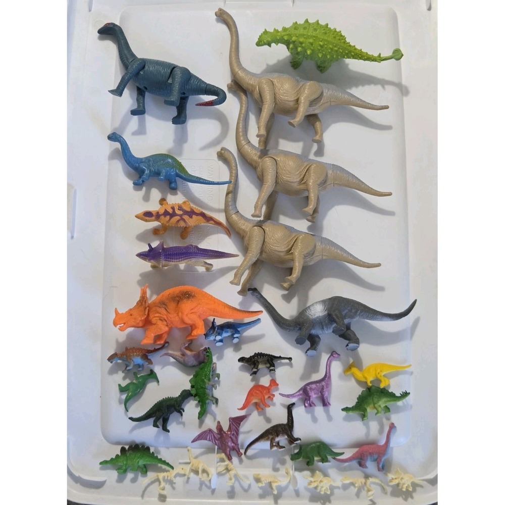 Vintage Dinosaurs Lot Fossils 33pc Toy‎ Figures Plastic Prehistoric Animals